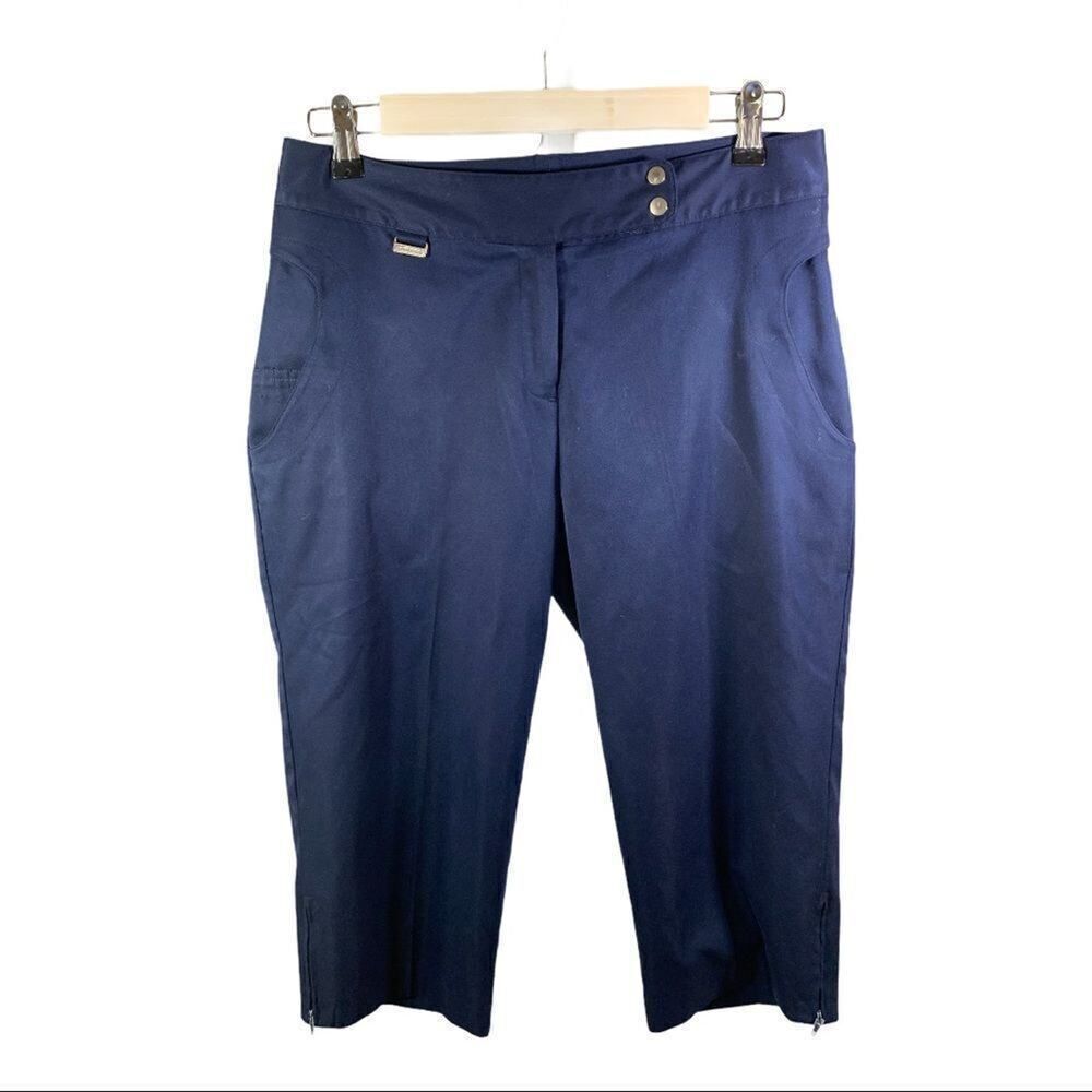 BETTE & COURT Women’s Zip Cuff Cropped Golf/Athletic Pants Blue Size 8